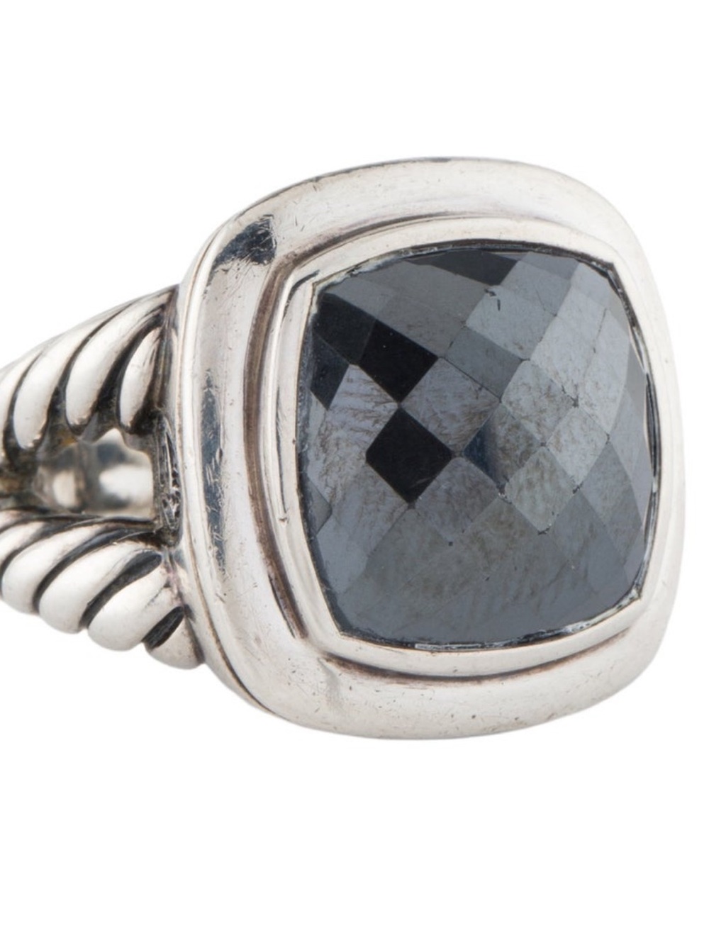 David yurman Sterling Silver Ring with Faceted Hematite Stone